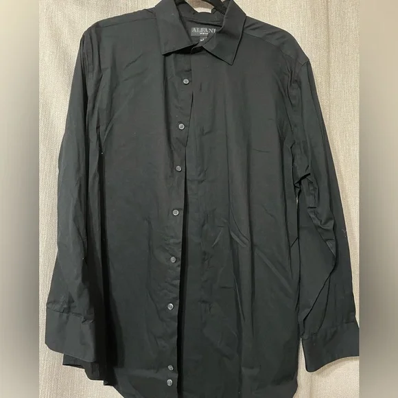 alfani black dress shirt Alfani Men's Slim-Fit Black Long Sleeve Dress Shirt Size 15-15.5 32/33